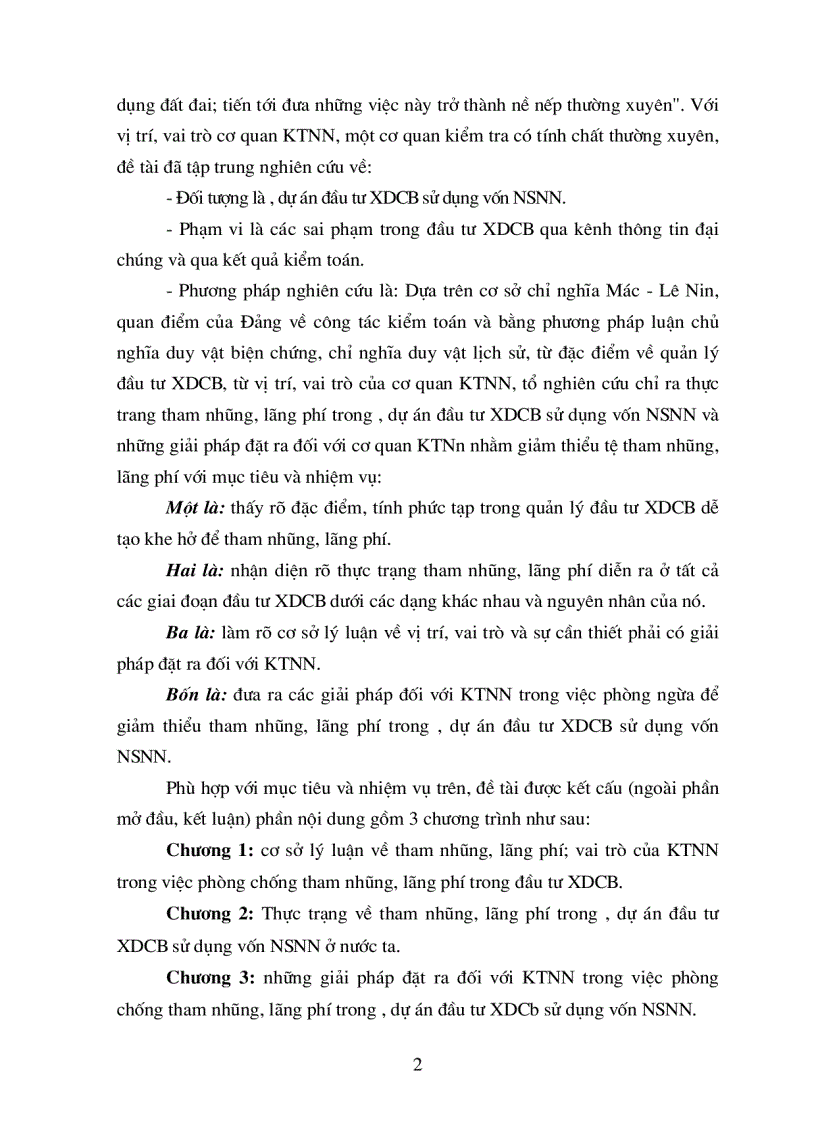 image for page Thực trạng về tham nhũng lãng phí trong các chương trình dự án đầu tư xây dựng bằng vốn ngân sách và các giải pháp đề ra đối với kiểm toán nhà nước