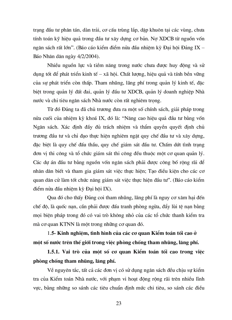 image for page Thực trạng về tham nhũng lãng phí trong các chương trình dự án đầu tư xây dựng bằng vốn ngân sách và các giải pháp đề ra đối với kiểm toán nhà nước