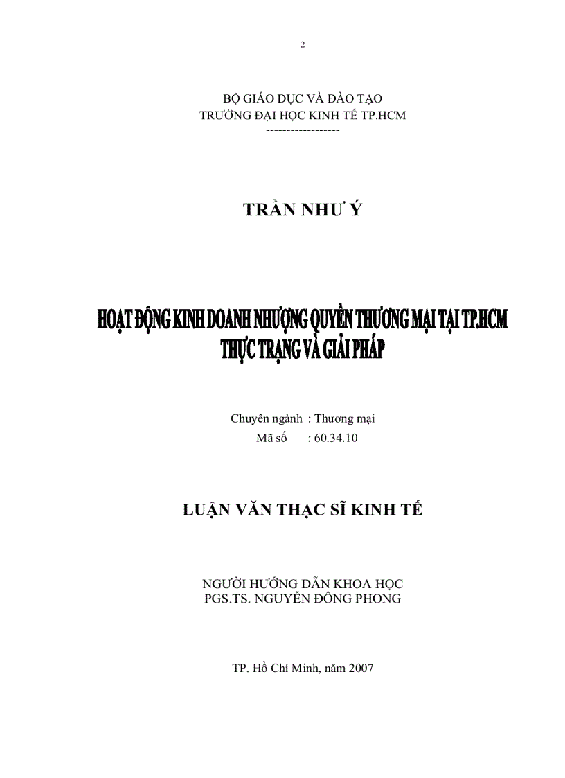 image for page Hoạt động kinh doanh nhượng quyền thương mại tại TP HCM Thực trạng và giải pháp