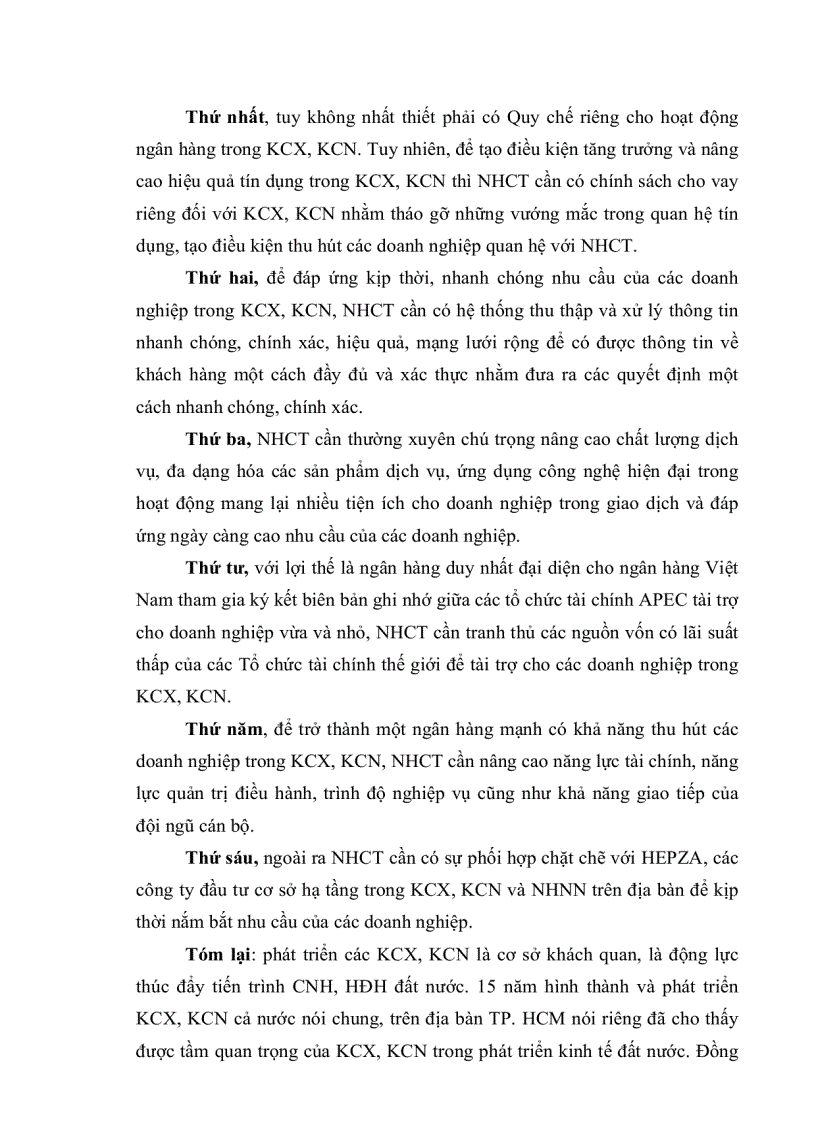 image for page Giải pháp mở rộng và nâng cao hiệu quả tín dụng của Ngân hàng Công thương trong KCX KCN trên địa bàn TP HCM