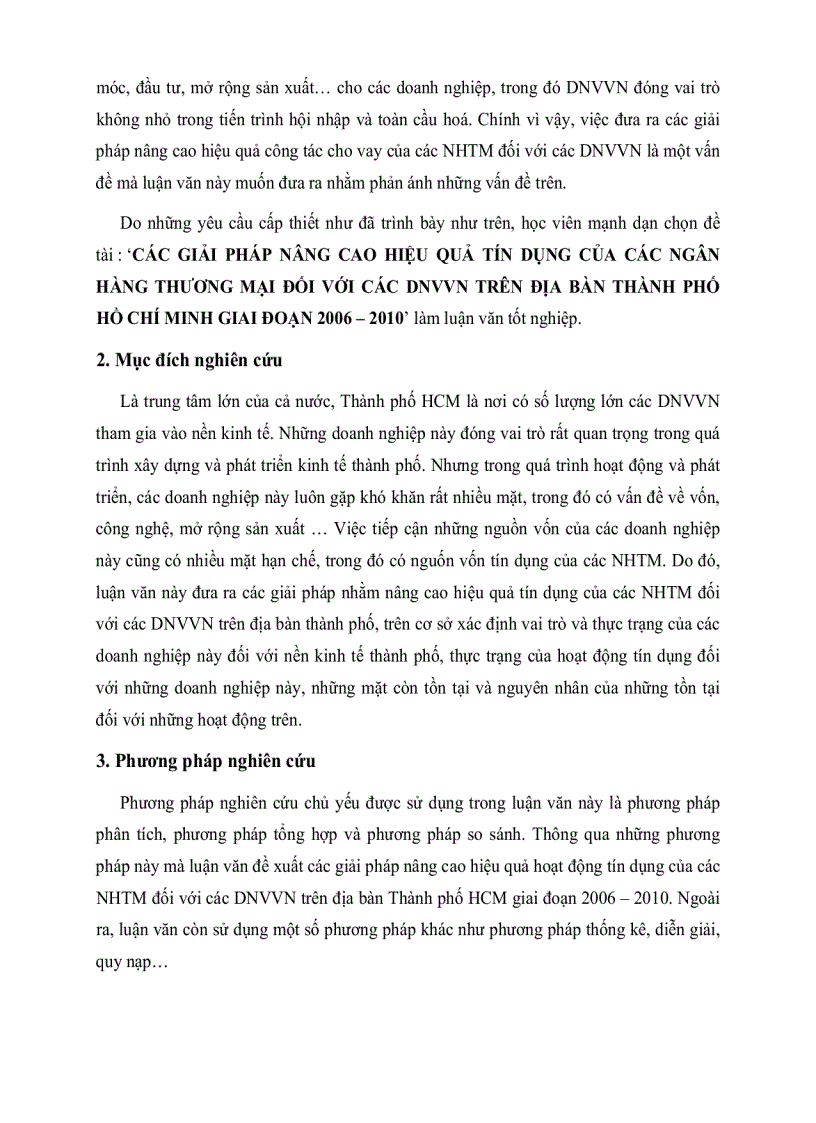 image for page Giải pháp nâng cao hiệu quả tín dụng của Ngân hàng Thương mại đối với các doanh nghiệp vừa và nhỏ trên địa bàn TP HCM giai đoạn 2006 2010