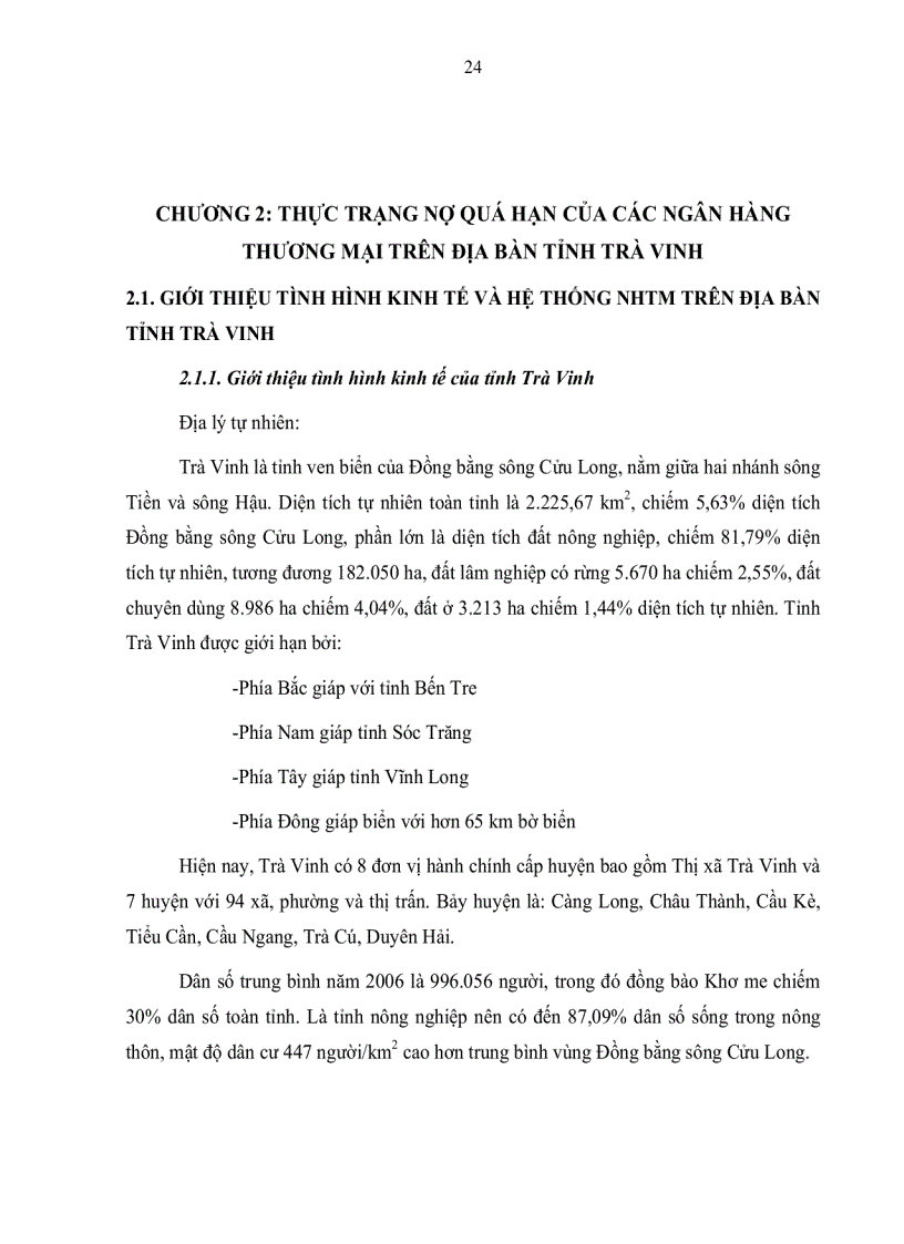 image for page Giải pháp xử lý và ngăn ngừa nợ quá hạn của các Ngân hàng Thương Mại trên địa bàn tỉnh Trà Vinh