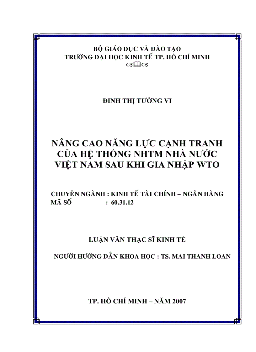 Nâng cao năng lực cạnh tranh của hệ thống NHTM Nhà nước Việt Nam sau khi gia nhập WTO