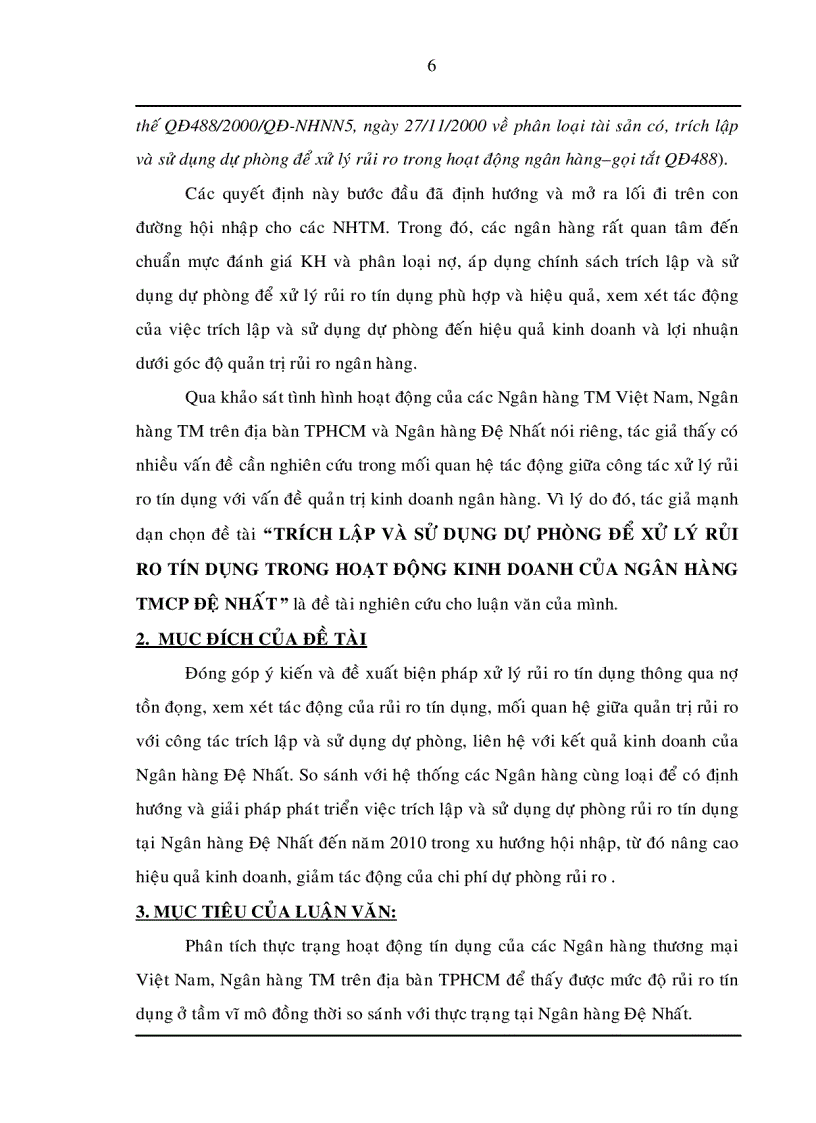 image for page Trích lập và sử dụng dự phòng để xử lý rủi ro tín dụng trong hoạt động kinh doanh của Ngân hàng TMCP Đệ Nhất