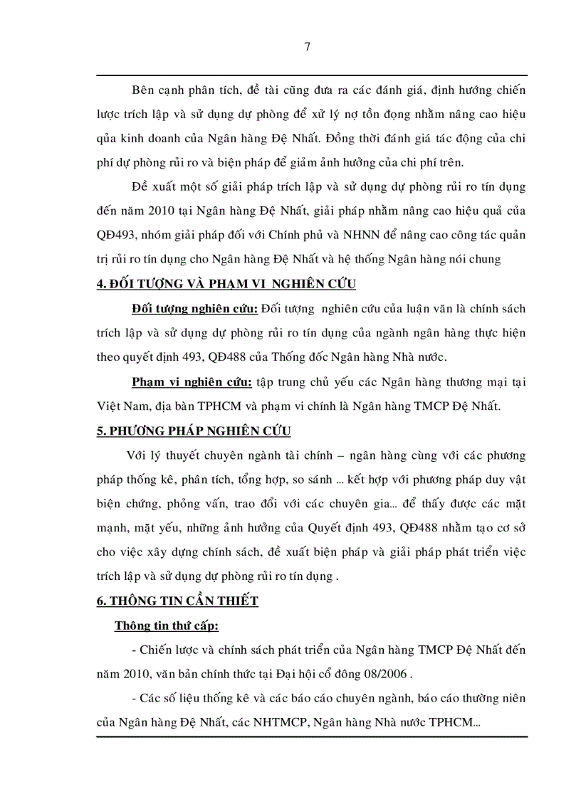 image for page Trích lập và sử dụng dự phòng để xử lý rủi ro tín dụng trong hoạt động kinh doanh của Ngân hàng TMCP Đệ Nhất