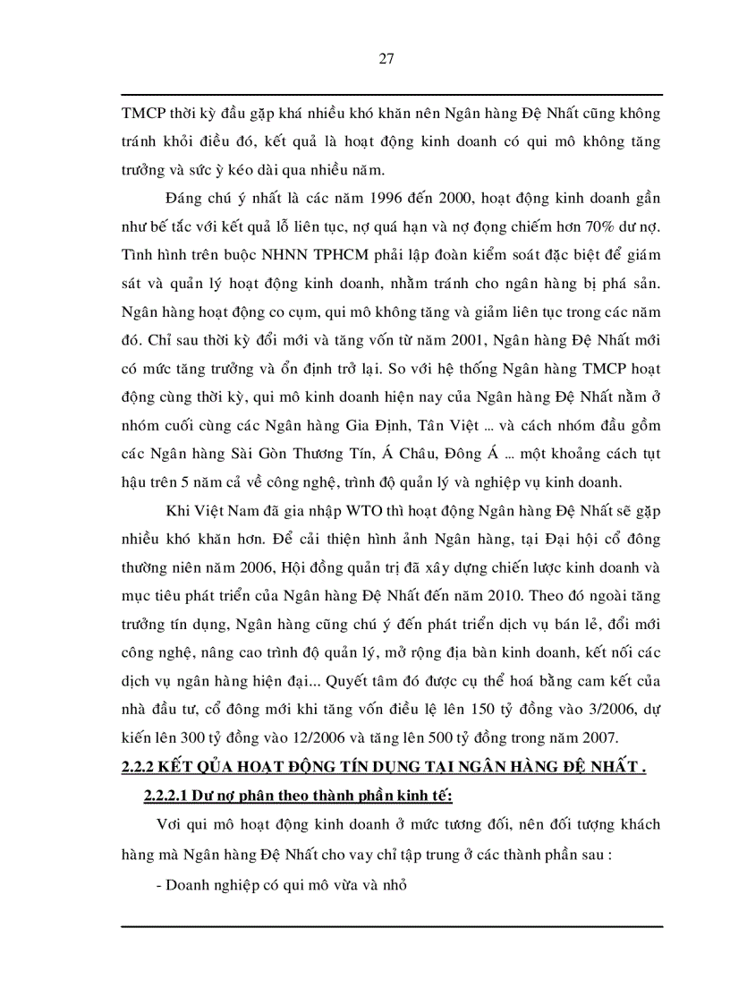 image for page Trích lập và sử dụng dự phòng để xử lý rủi ro tín dụng trong hoạt động kinh doanh của Ngân hàng TMCP Đệ Nhất