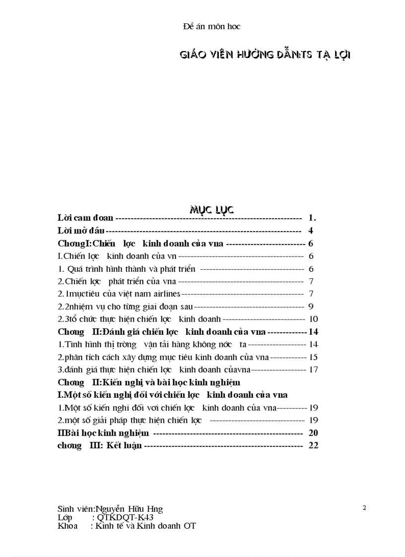 image for page Chiến lược kinh doanh của Việt Nam Airlines 1