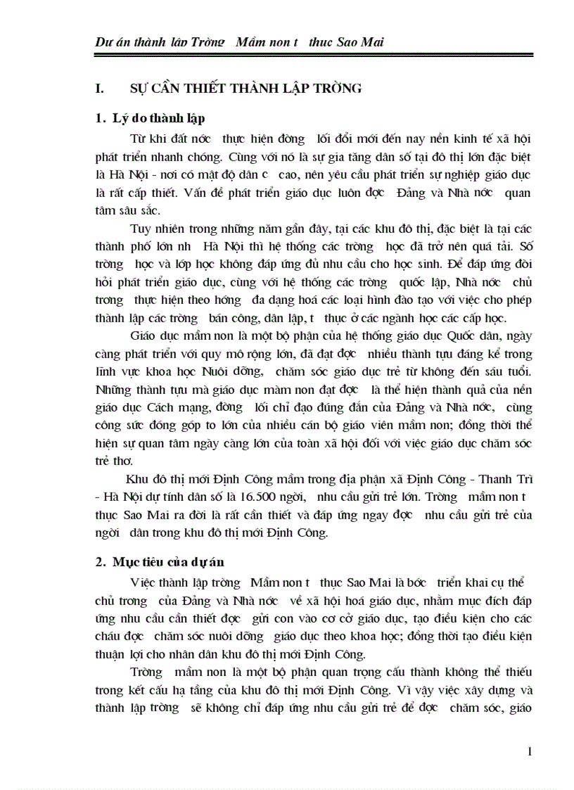 image for page Dự án thành lập Trường Mầm non tư thục Sao Mai