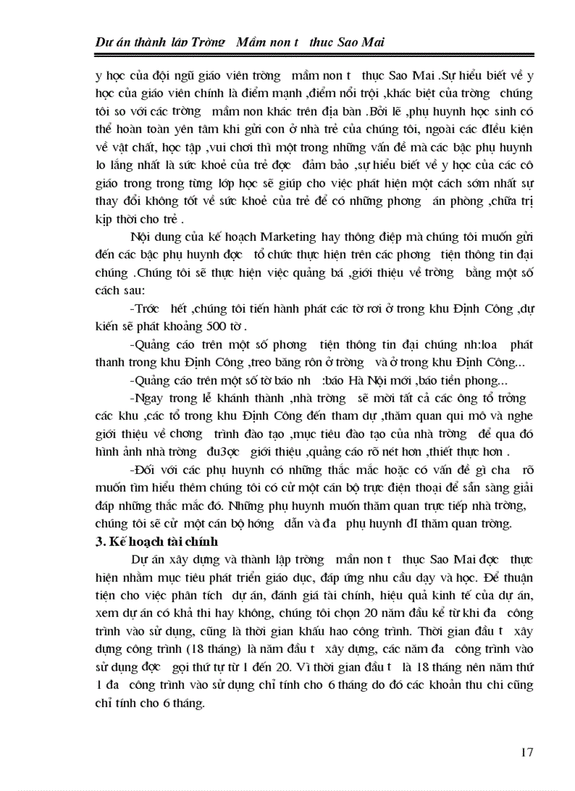 image for page Dự án thành lập Trường Mầm non tư thục Sao Mai