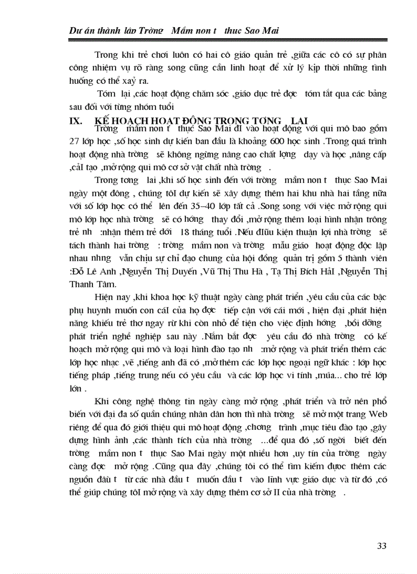 image for page Dự án thành lập Trường Mầm non tư thục Sao Mai