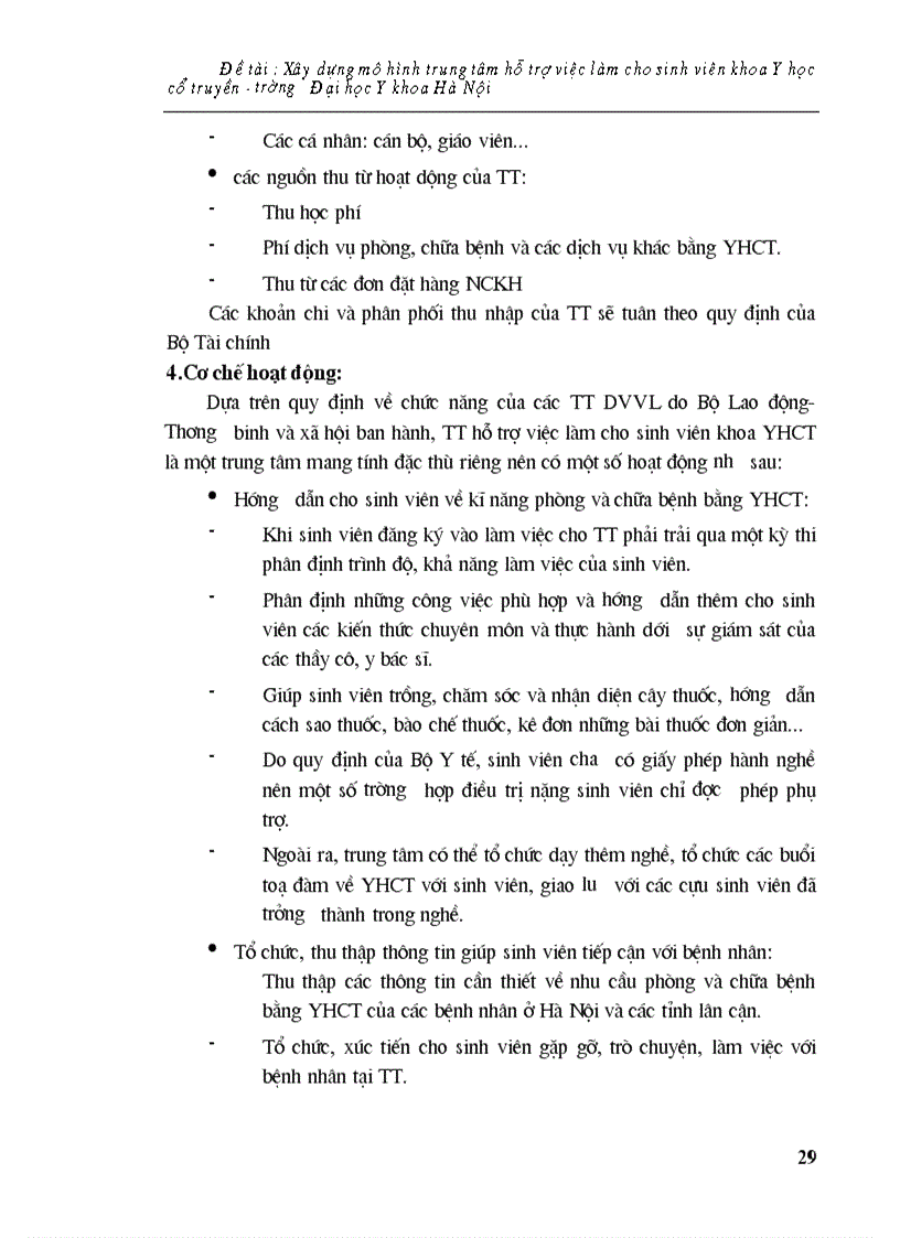 image for page Xây dựng mô hình trung tâm hỗ trợ việc làm cho sinh viên khoa Y học cổ truyền trường Đại học Y khoa Hà Nội 1