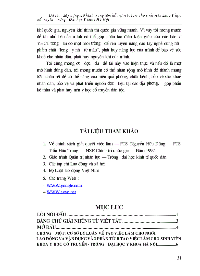 image for page Xây dựng mô hình trung tâm hỗ trợ việc làm cho sinh viên khoa Y học cổ truyền trường Đại học Y khoa Hà Nội 1