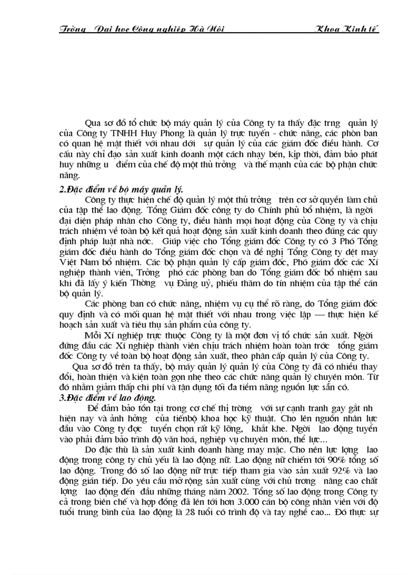 image for page Tìm hiểu công tác tổ chức quản lý và kế hoạch của công ty TNHH huy phong và một số kiến nghị về chế độ tiền lương hiện nay của Công ty