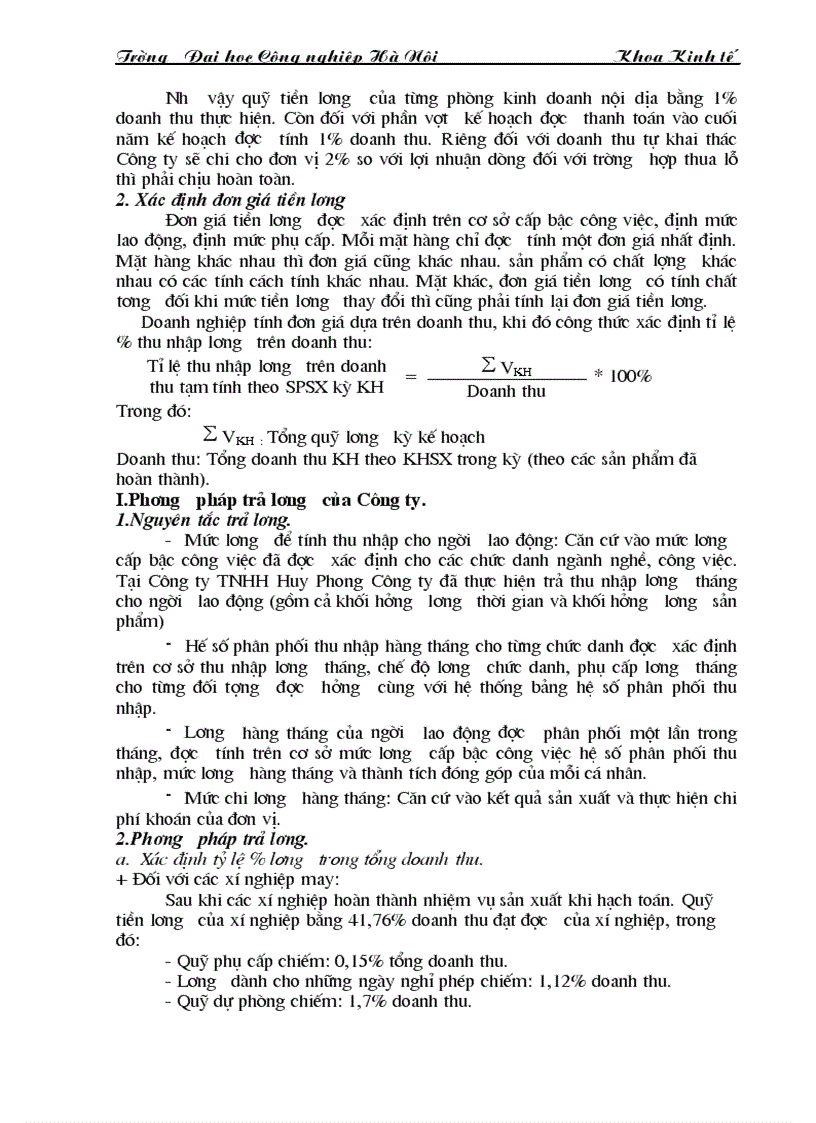 image for page Tìm hiểu công tác tổ chức quản lý và kế hoạch của công ty TNHH huy phong và một số kiến nghị về chế độ tiền lương hiện nay của Công ty
