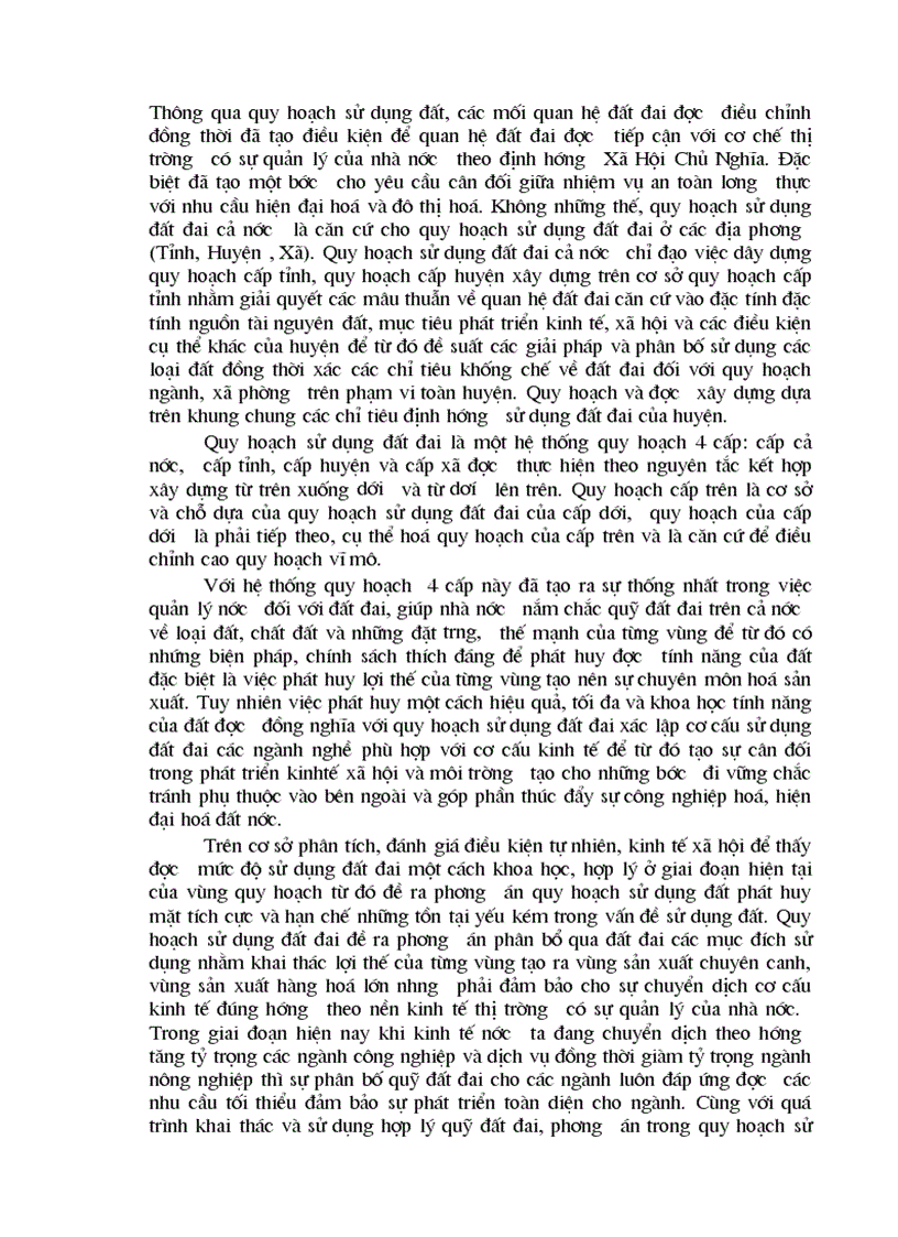 Phương án qui hoạch sử dụng đất đai huyện Lộc Bình tỉnh Lạng Sơn tời kỳ 2001 2010 tính hiệu quả và biện pháp thực hiện qui hoạch sử dụng đất đai