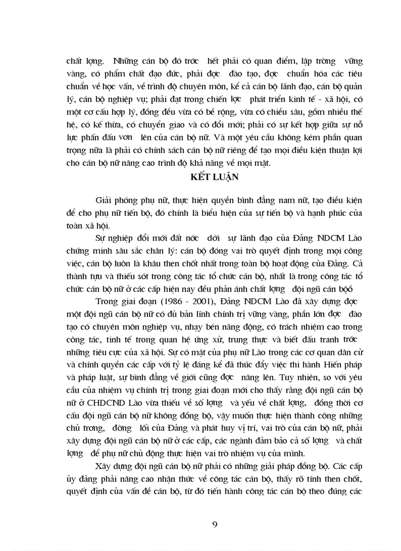 image for page Đảng nhân dân cách mạng Lào lãnh đạo xây dựng đội ngũ cán bộ nữ từ năm 1986 đến 200