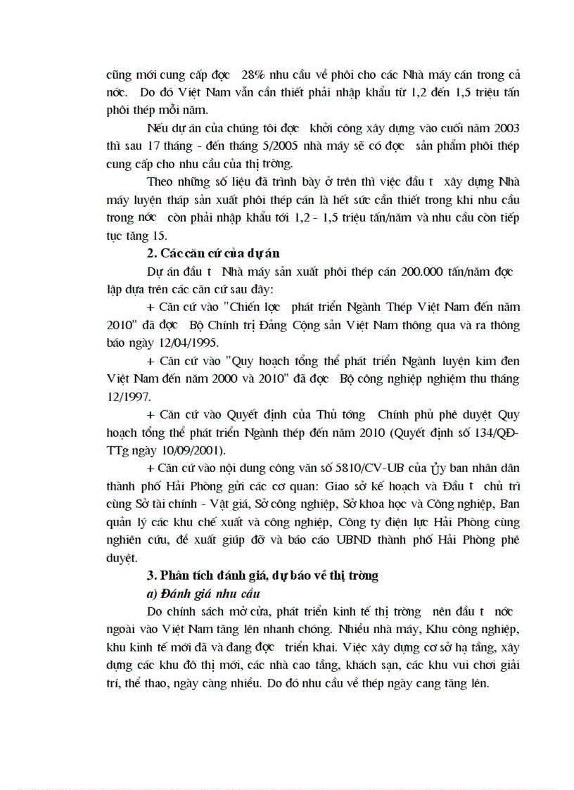 image for page Dự án đầu tư Nhà máy sản xuất phôi thép vuông 200 000 tấn năm công ty cổ phần thép đình vũ thành phố hải phòng