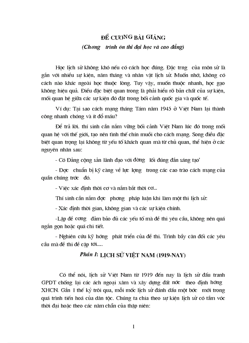 image for page Đề cương bài giảng môn lịch sử