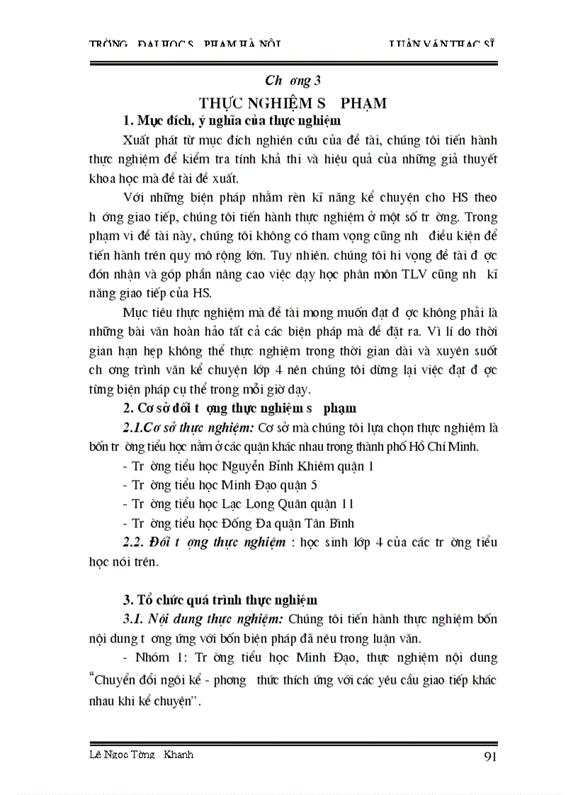 image for page Thực nghiệm sư phạm nâng cao việc dạy học phân môn TLV