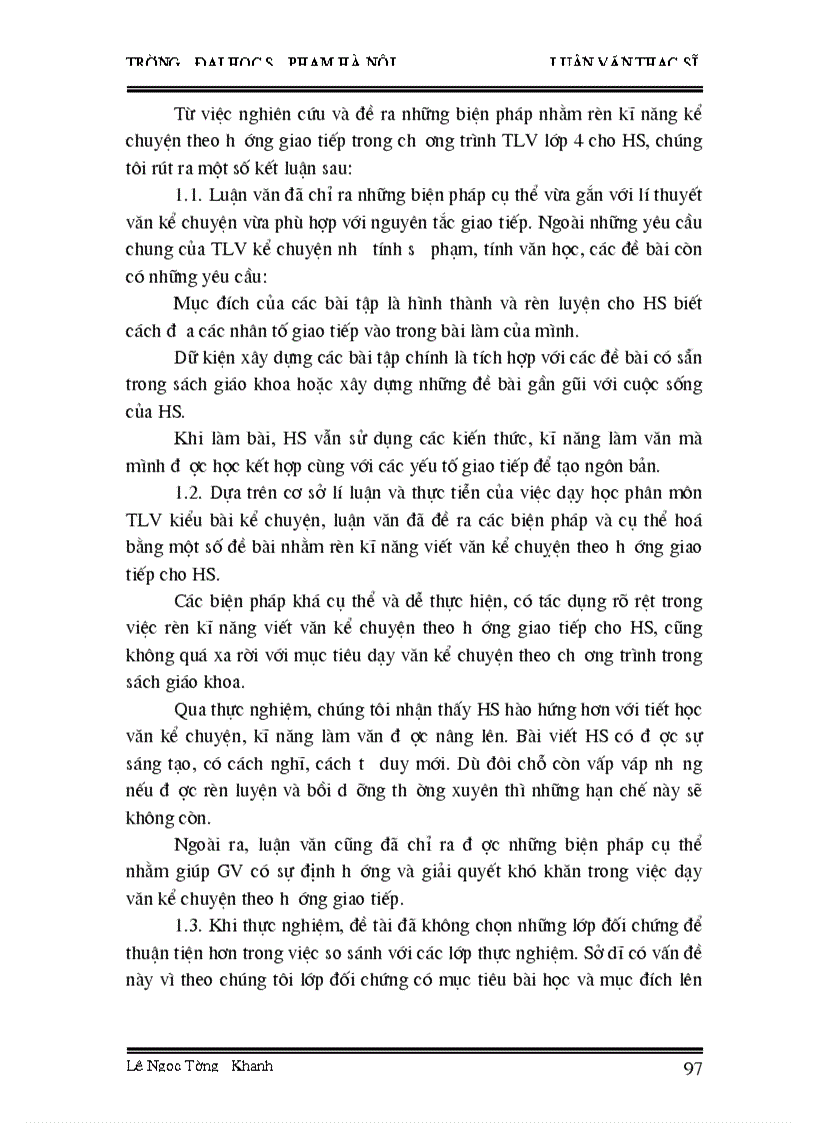 image for page Thực nghiệm sư phạm nâng cao việc dạy học phân môn TLV