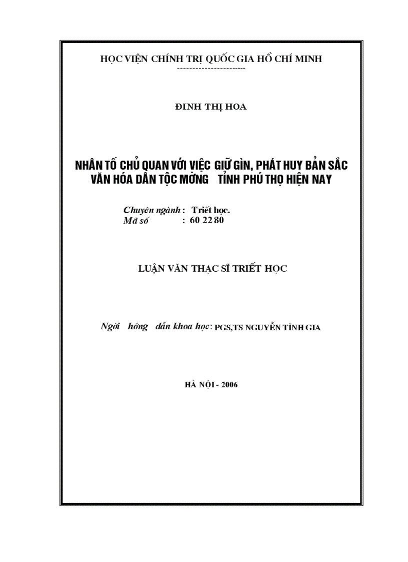image for page Nhân tố chủ quan với việc giữ gìn phát huy bản sắc văn hóa dân tộc Mường tỉnh Phú Thọ hiện nay