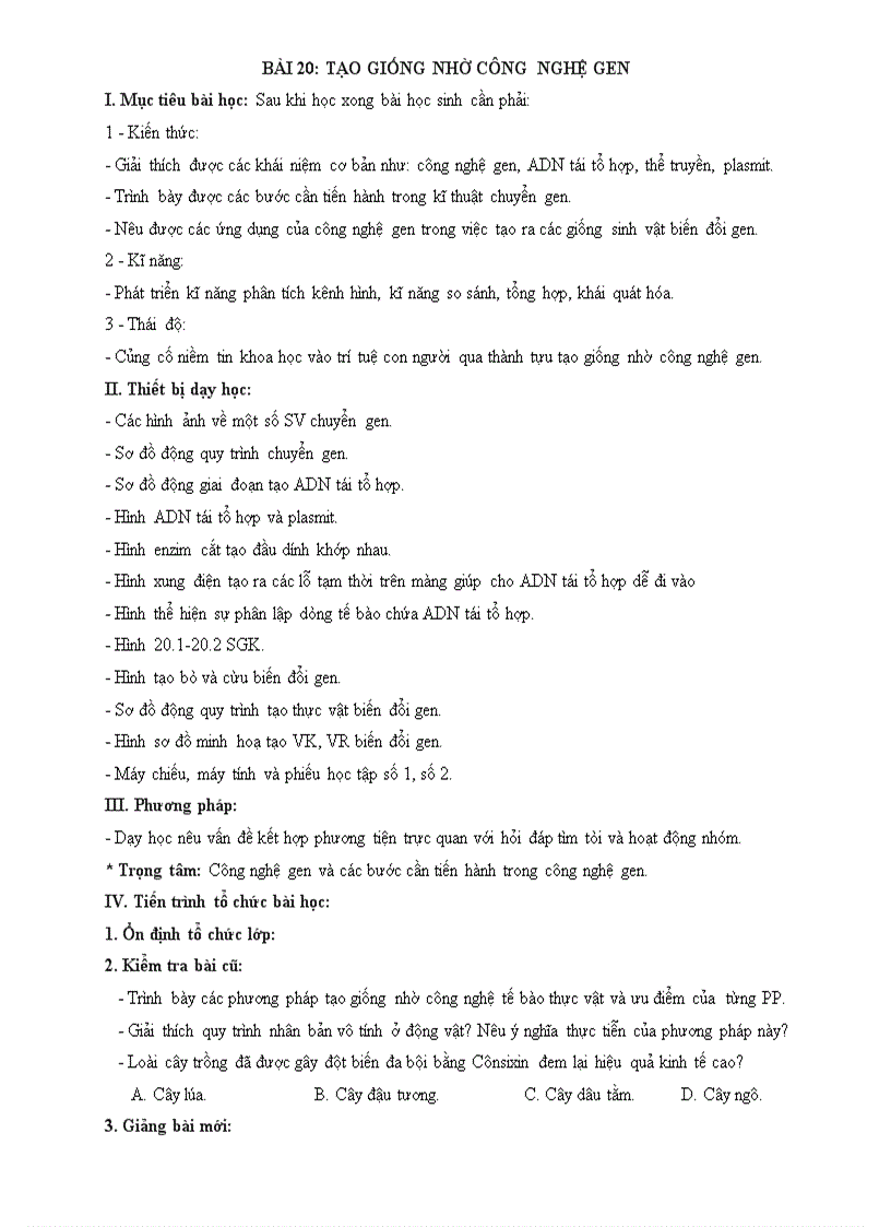 image for page BÀI 20 tạo giống nhờ công nghệ gen