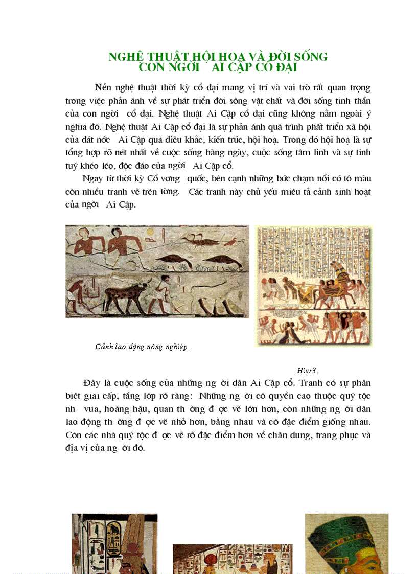 Nghệ thuật hội họa và đời sống con người ai cập cổ đại 1