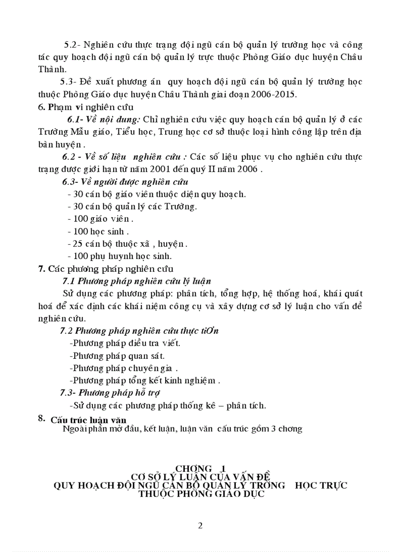 image for page Quy hoạch đội ngũ cán bộ quản lý trường học trực thuộc phòng GD huyện Châu Thành giai đoạn 2006 2015