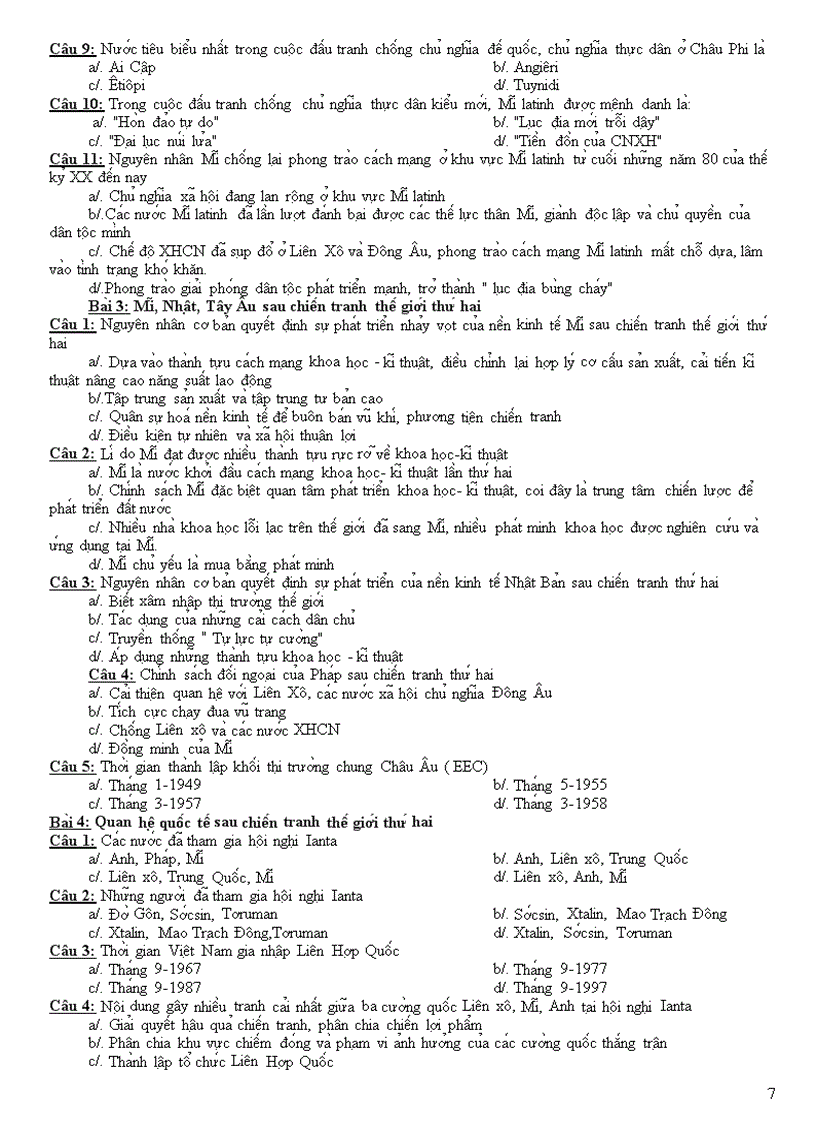 image for page Câu hỏi trắc nghiệm lịch sử lớp 12