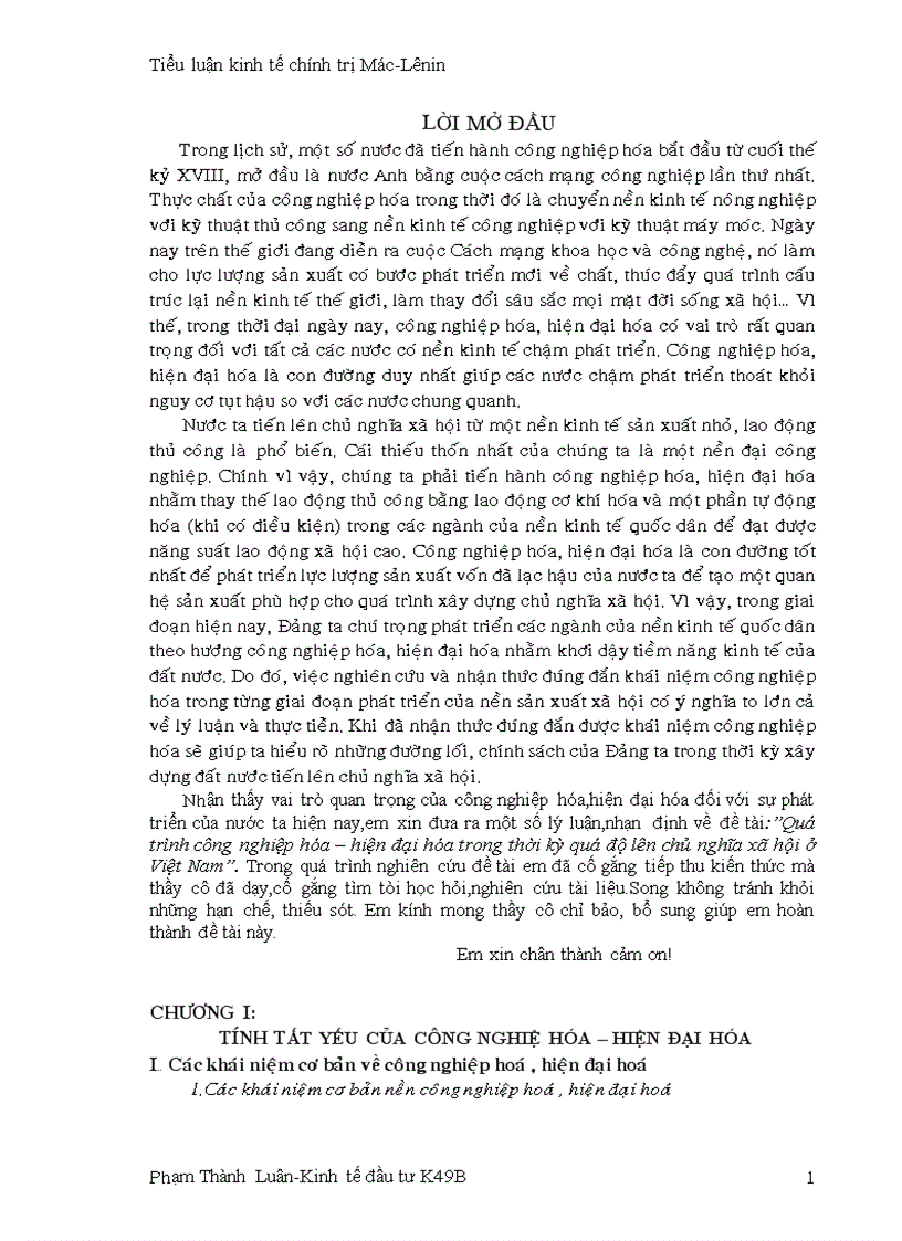 Quá trình công nghiệp hóa hiện đại hóa trong thời kỳ quá độ lên chủ nghĩa xã hội ở Việt Nam 1