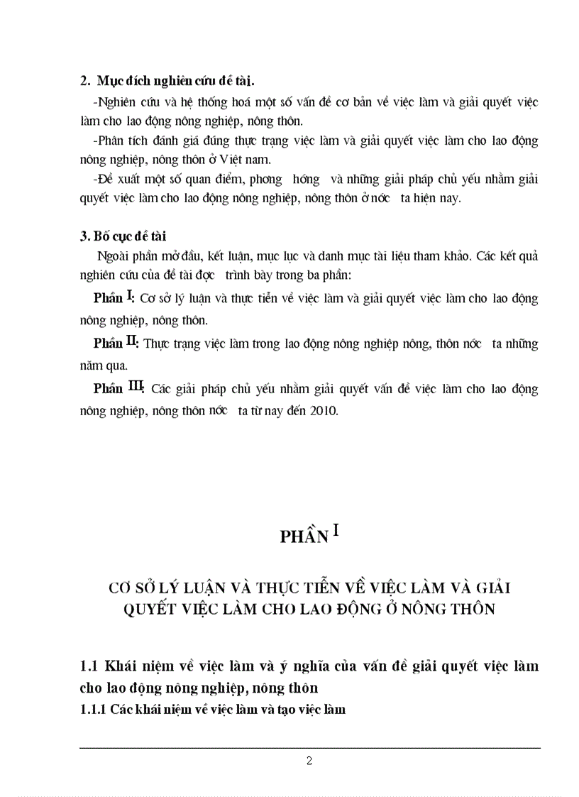 Các giải pháp chủ yếu nhằm giải quyết vấn đề việc làm cho lao động nông nghiệp nông thôn nước ta từ nay đến 2010