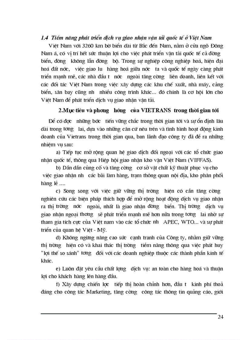 image for page Tình hình hoạt động kinh doanh dịch vụ giao nhận kho vận tại Vietrans