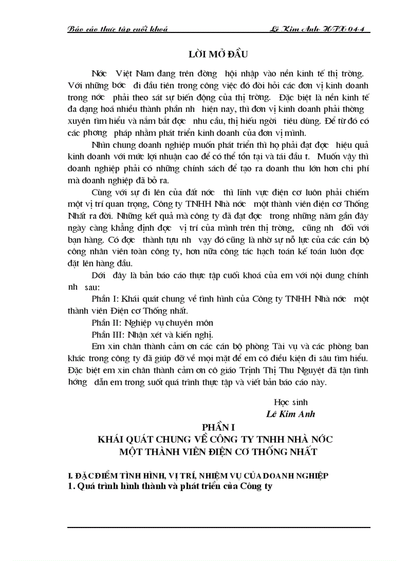 image for page Thực trạng công tác hạch toán kế toán tại công ty TNHH Nhà nước một thành viên Điện cơ Thống nhất