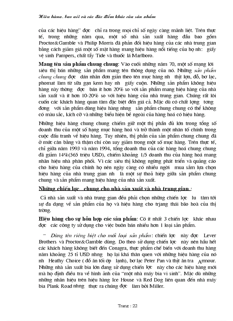 image for page Hiệu hàng bao gói và các đặc điểm khác của sản phẩm 1