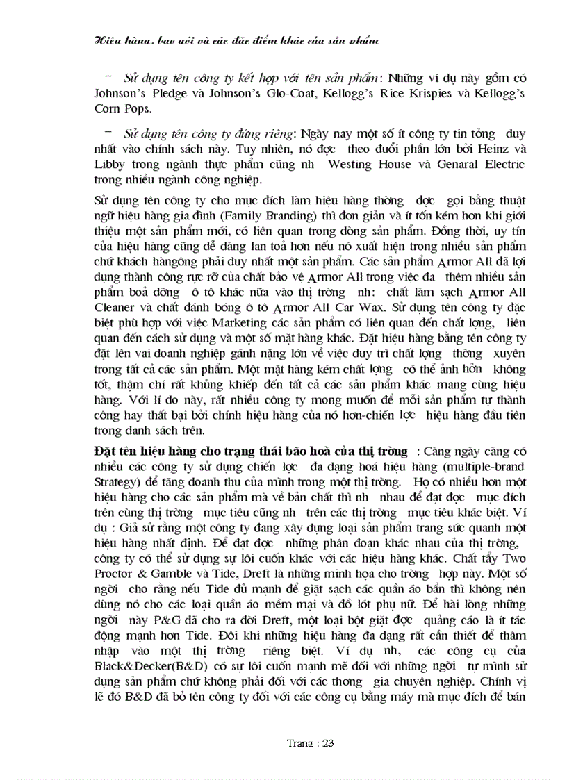 image for page Hiệu hàng bao gói và các đặc điểm khác của sản phẩm 1