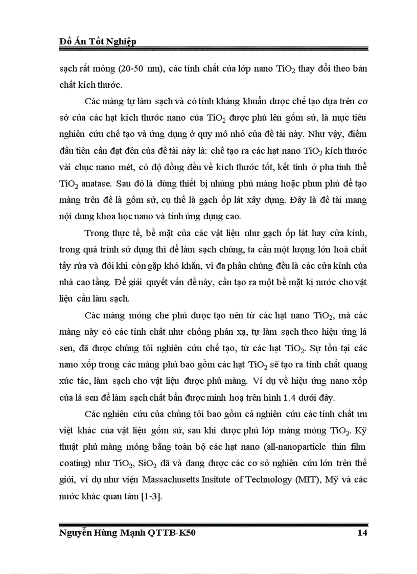 image for page Nghiên cứu chế tạo Sol Gel chứa cc hạt nano TiO2 và ứng dụng phủ màng trên gốm sứ Ceramic