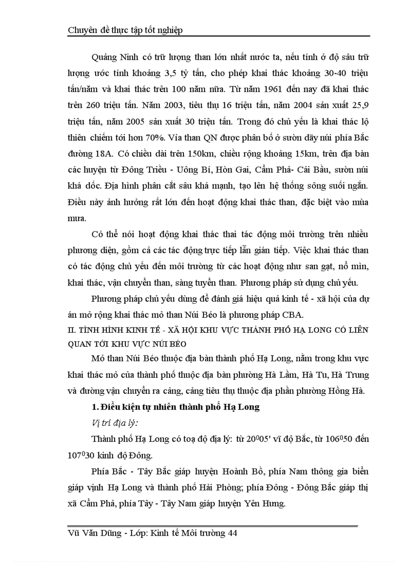image for page Đánh giá hiệu quả kinh tế xã hội môi trường của dựán mở rộng khai thác mỏ than Núi Béo