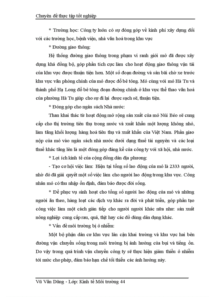 image for page Đánh giá hiệu quả kinh tế xã hội môi trường của dựán mở rộng khai thác mỏ than Núi Béo