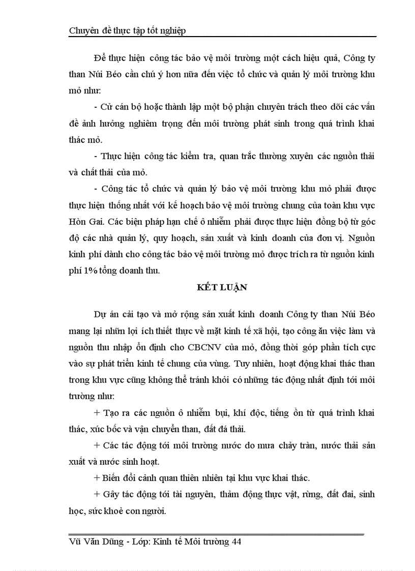 image for page Đánh giá hiệu quả kinh tế xã hội môi trường của dựán mở rộng khai thác mỏ than Núi Béo