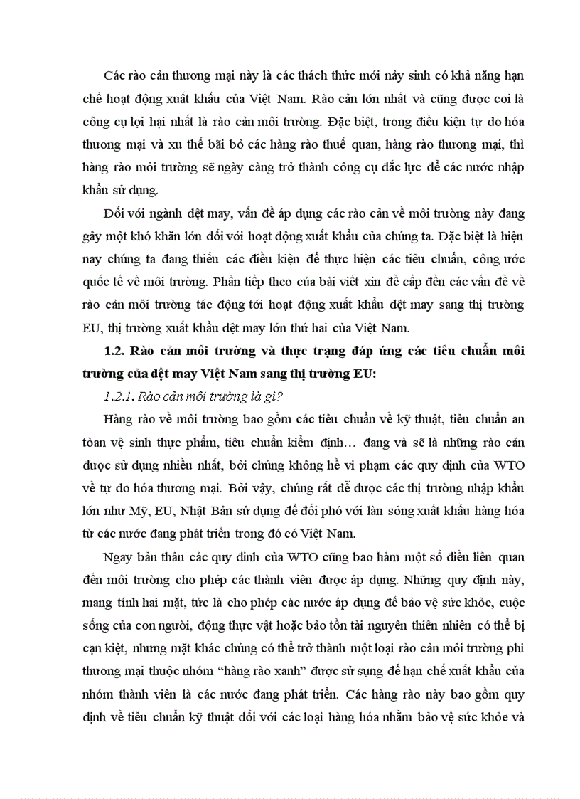 image for page Các rào cản môi trường đối với hàng dệt may xuất khẩu Việt Nam