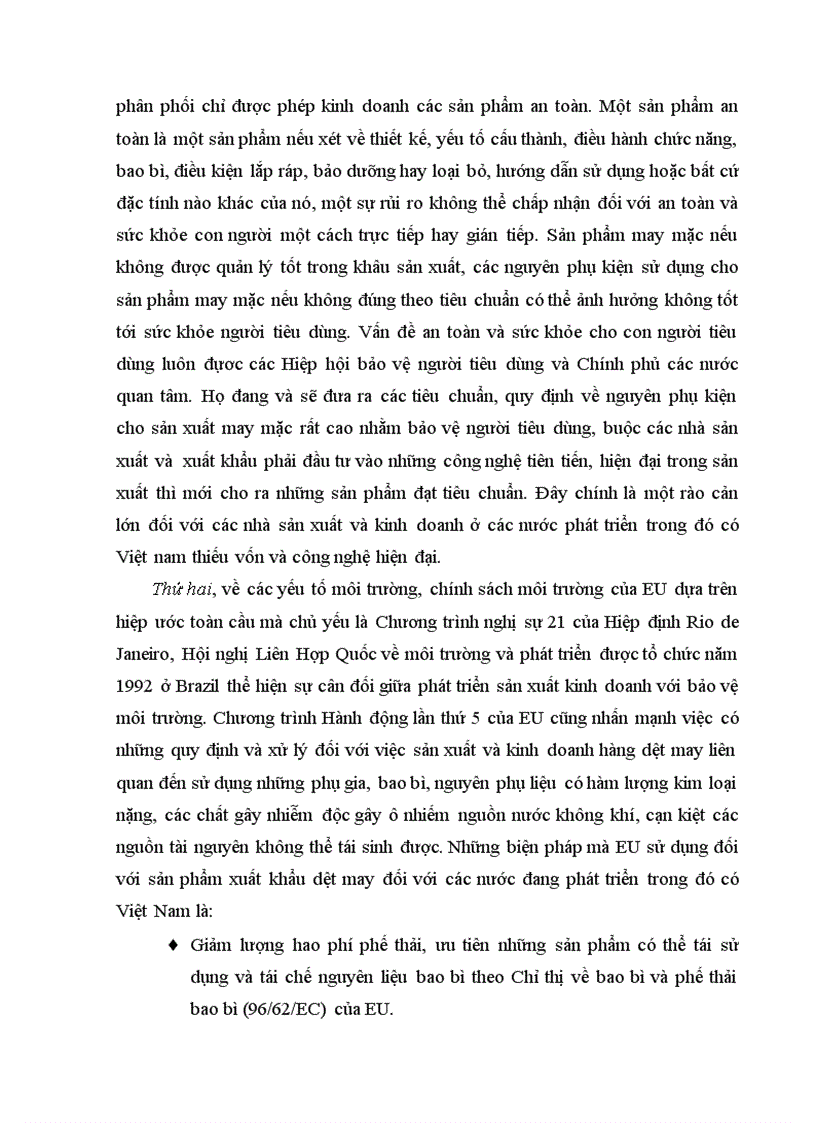 image for page Các rào cản môi trường đối với hàng dệt may xuất khẩu Việt Nam