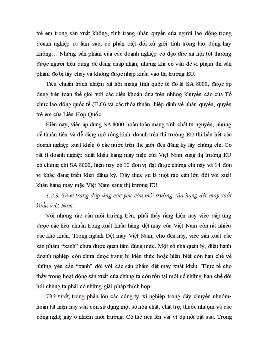 image for page Các rào cản môi trường đối với hàng dệt may xuất khẩu Việt Nam