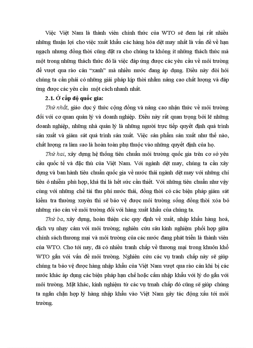 image for page Các rào cản môi trường đối với hàng dệt may xuất khẩu Việt Nam