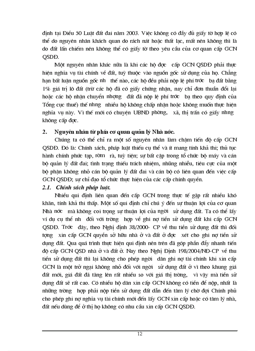 image for page Những nguyên nhân làm chậm tiến độ cấp giấy chứng nhận quyền sử dụng đất đối vối đất ở 1