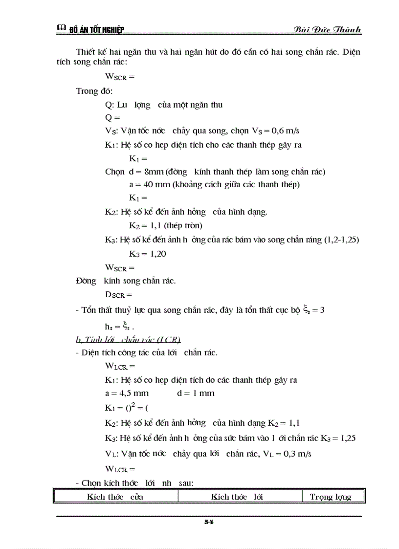 image for page Tính toán công trình thu trạm bơm cấp I