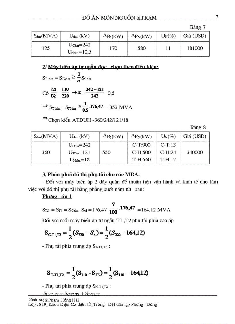 image for page Chọn sơ đồ nối dây và thiết bị tự dùng