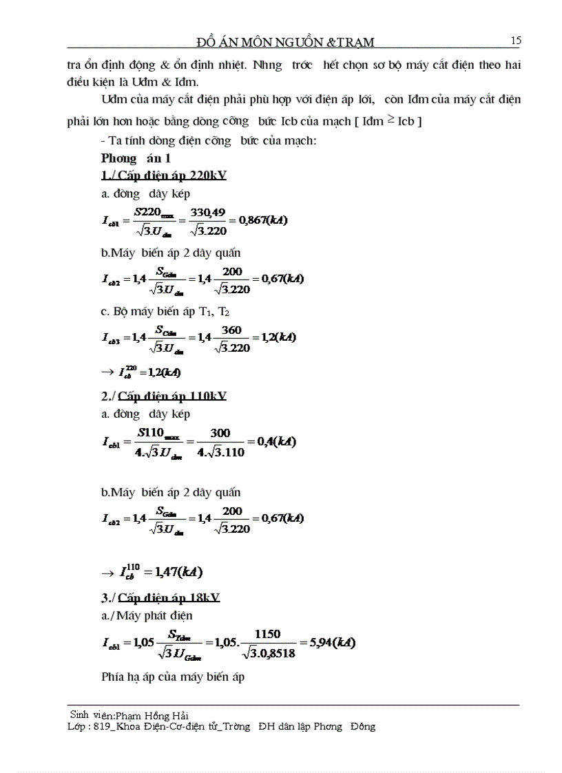 image for page Chọn sơ đồ nối dây và thiết bị tự dùng
