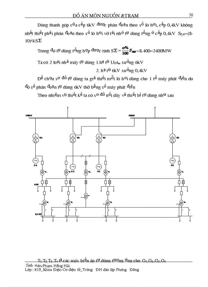 image for page Chọn sơ đồ nối dây và thiết bị tự dùng