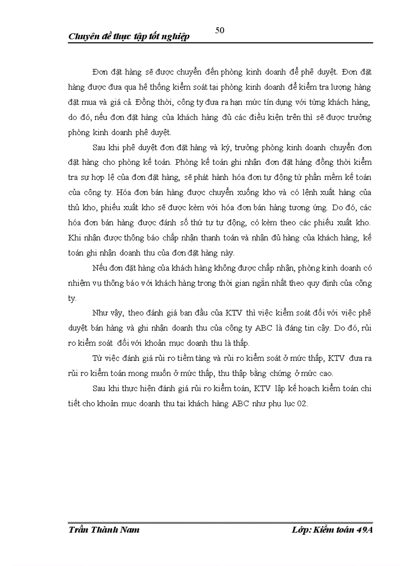 image for page Hoàn thiện kiểm toán khoản mục doanh thu bán hàng và cung cấp dịch vụ trong quy trình kiểm toán BCTC do Công ty TNHH Kiểm toán và tư vấn tài chính ACA GROUP thực hiện