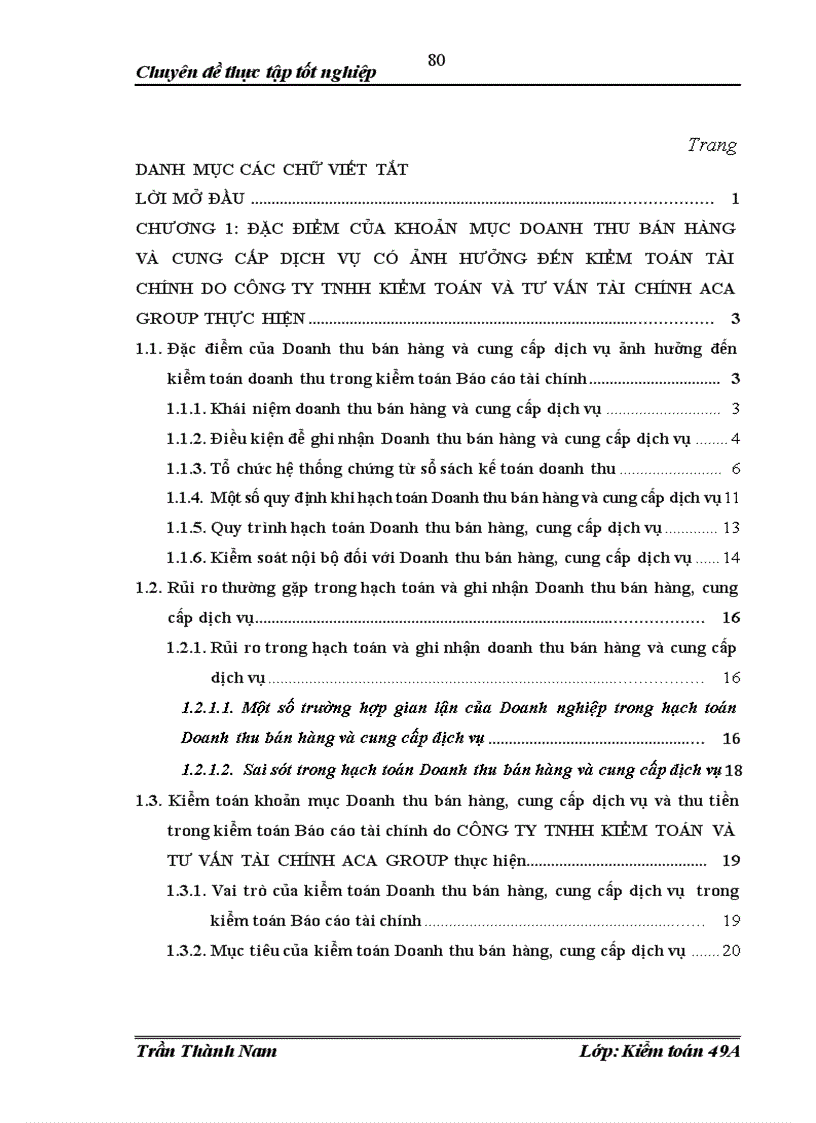 image for page Hoàn thiện kiểm toán khoản mục doanh thu bán hàng và cung cấp dịch vụ trong quy trình kiểm toán BCTC do Công ty TNHH Kiểm toán và tư vấn tài chính ACA GROUP thực hiện